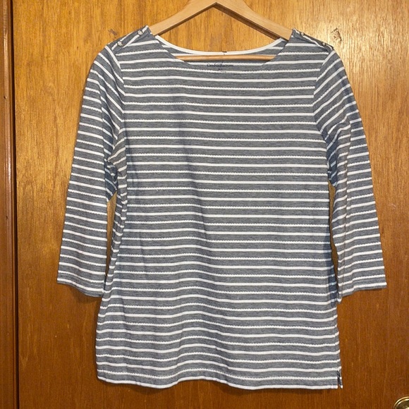 •CROFT & BARROW•BLACK & WHITE STRIPED 3/4 SLEEVES BOAT NECK BLOUSE SIZE XL EUC - Picture 8 of 8